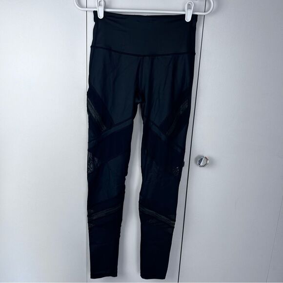 Victorias Secret Sleek Silk Look Black Leggings *Mesh - Full length - Size S - Picture 1 of 8